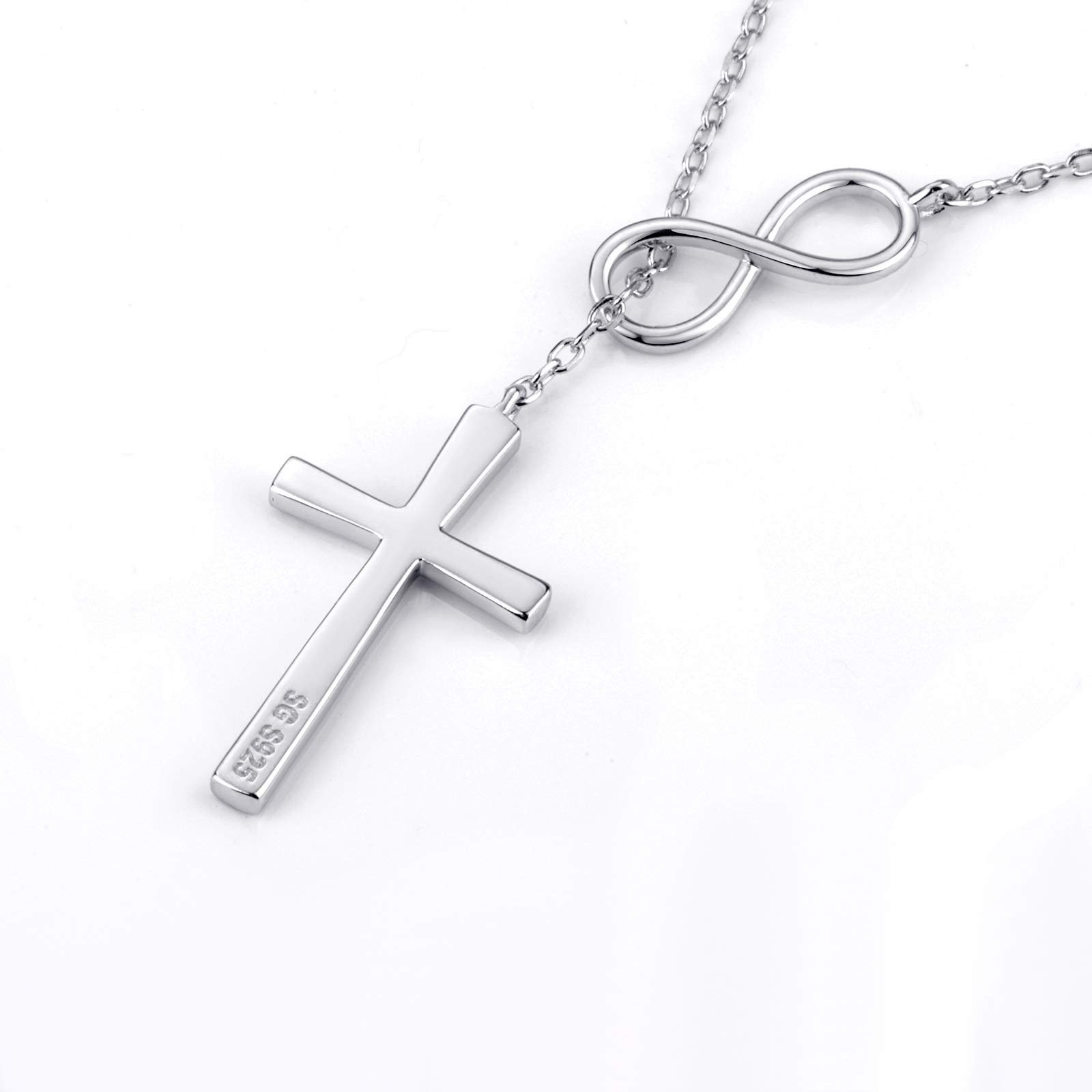 925 Sterling Silver Faith Hope Love Cross Pendant Necklace for Women Christian Birthday Christmas Jewelry Gift (Infinity Cross Necklace)