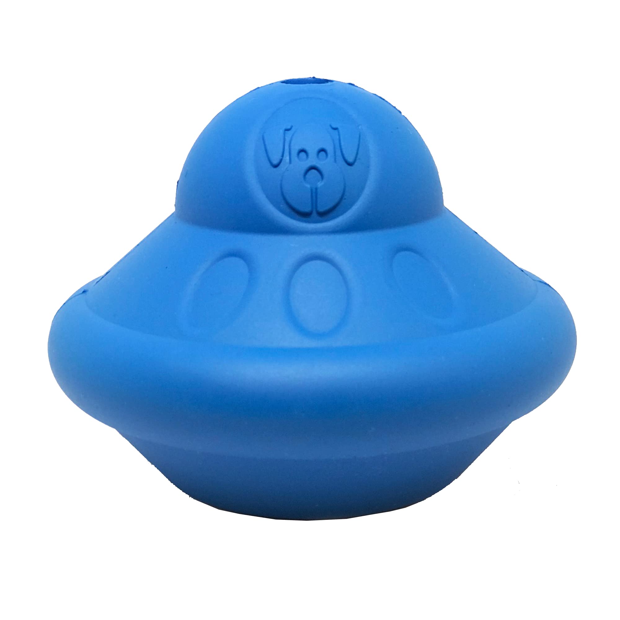 SodaPup Spotnik Flying Saucer - Durable Dog Treat Dispenser & Chew Toy Made in USA from Non-Toxic, Pet Safe, Food Safe Natural Rubber for Mental Stimulation, Problem Chewing, Calming Nerves, & More