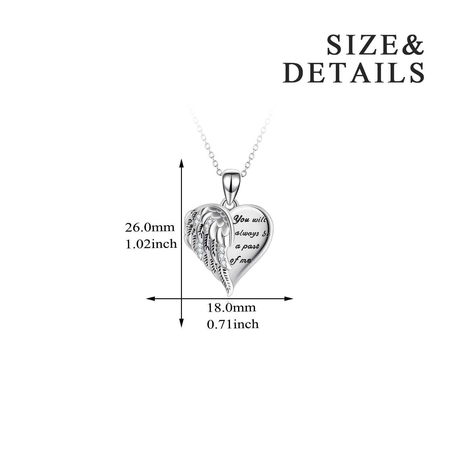 YFN Angel Wings Locket Necklace 925 Sterling Silver Guardian Angel Heart Locket Necklace that Holds Pictures for Women Jewelry