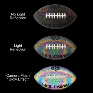 HW HOLOWIN Holographic Luminous Light Up Reflective Football for Night Games & Training, Glowing in The Dark, Great American Football Gifts for Men (Black, Official (Size 9))