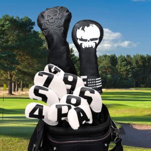 10pcs Neoprene Golf Iron Covers Headcovers, Golf Iron Head Covers Set fits Taylormade,Cobra,Mizuno,PXG - White Golf Iron Covers, Iron Covers for Golf Clubs Irons - Protect Golf Clubs