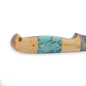 Perkin Damascus Hunting Knife With Sheath Fixed Blade Knife Bushcraft Knife Full Tang - T100