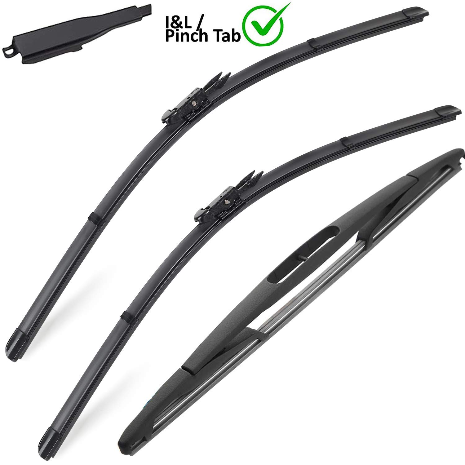 AUTOBOO Windshield Wiper Blades for Ford Escape 2012 2011 2010 2009 2008 with Rear Blade 20"+20"+12" Original Equipment - I&L Pinch Tab (Set of 3)