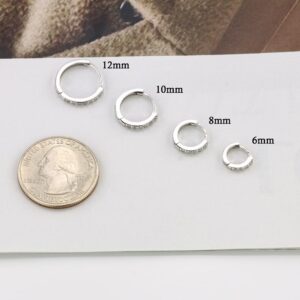 Small Hoops Earrings for Women - 6mm Silver S925 Huggie Hoop Earrings - Tiny Cartilage Diamond Earring CZ Earrings for Men Women