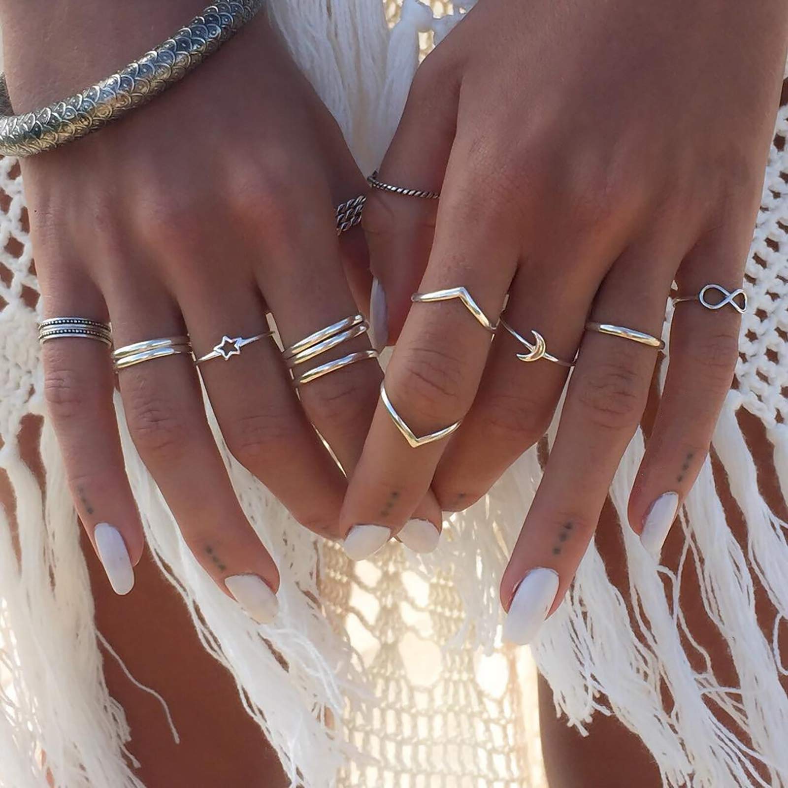 FUTIMELY 62-101Pcs Vintage Knuckle Rings Set Stackable Midi Rings for Women Teen Girls Bohemian Gold&Silver Rings Crystal Joint Finger Rings Pack (58Pcs)