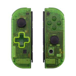 eXtremeRate Back Plate for Nintendo Switch Console, NS Joycon Housing Shell (D-Pad Version) with Full Set Buttons, DIY Replacement Shell for Nintendo Switch - Transparent Clear Green