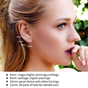 Small Hoops Earrings for Women - 6mm Silver S925 Huggie Hoop Earrings - Tiny Cartilage Diamond Earring CZ Earrings for Men Women