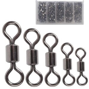 Facikono Fishing Barrel Swivels Set, 210pcs Rolling Bearing Snap Connector for Saltwater Freshwater Fishing