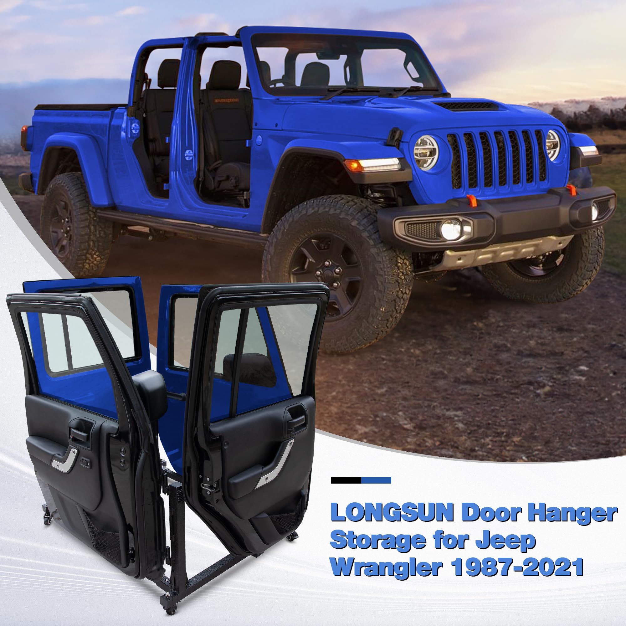 POFENZE Door Storage for Jeep Movable Door Hangers with Dust Bag for 2/4 doors Jeep Wrangler TJ YJ JK JL Gladiator JT 1987-2023