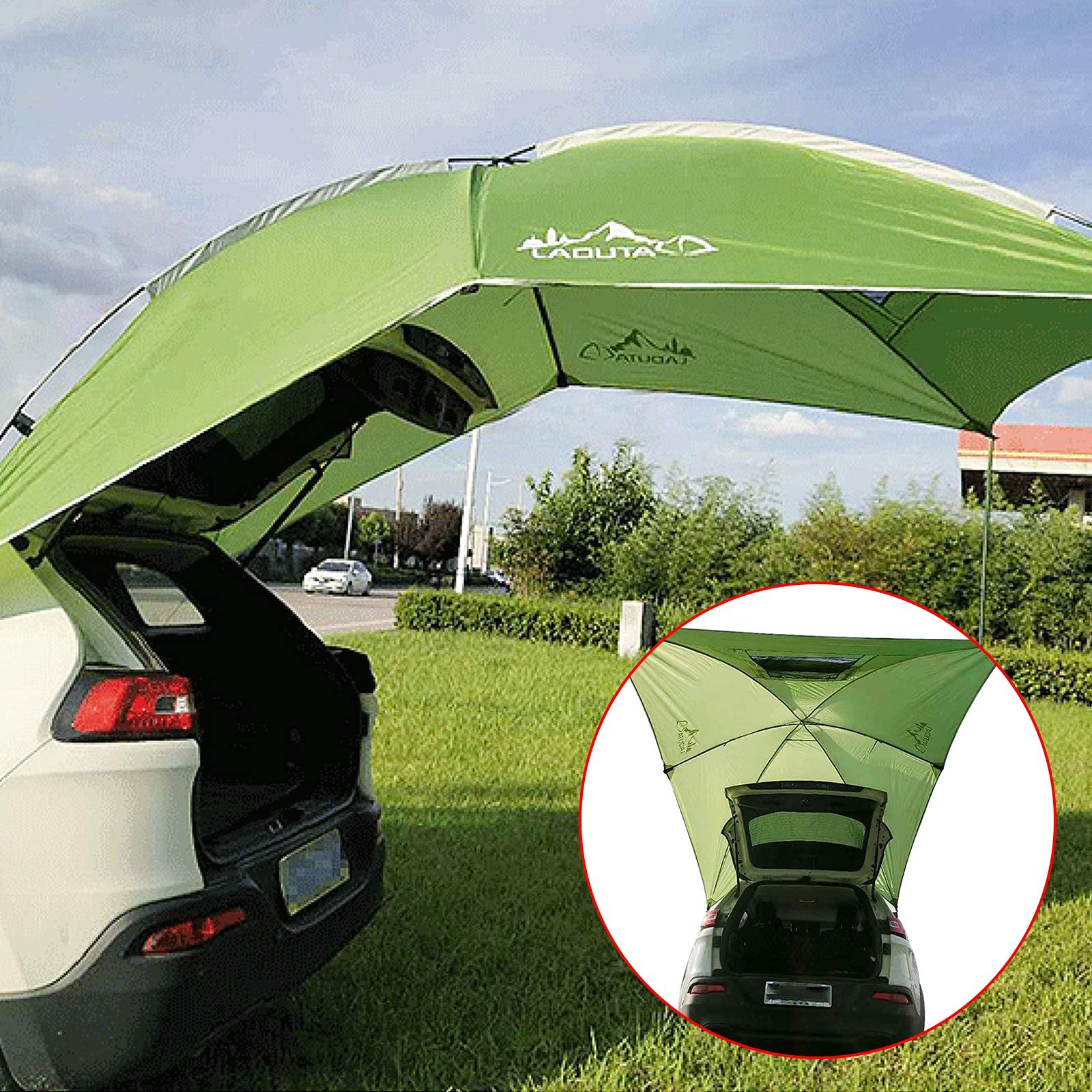 DYRABREST Car Tailgate Tent Canopy,110x74 Tailgate Shade Awning Tent,Leak Proof SUV Awning,SUA Tents for Camping,Beach, Picnic, Swimming Pool