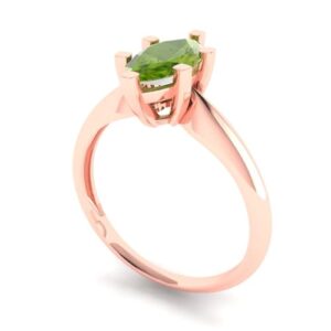 Clara Pucci 1.0 ct Marquise Cut Solitaire Natural Peridot Engagement Wedding Bridal Promise Anniversary Ring 18K Rose Gold Size 11