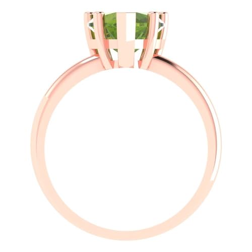 Clara Pucci 2.0 ct Heart Cut Solitaire Natural Peridot 5-Prong Engagement Bridal Promise Anniversary Ring 18K Rose Gold Size 8.75