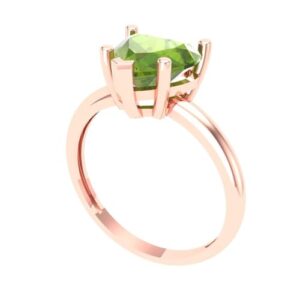 Clara Pucci 2.0 ct Heart Cut Solitaire Natural Peridot 5-Prong Engagement Bridal Promise Anniversary Ring 18K Rose Gold Size 8.75