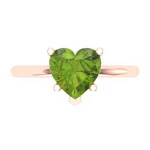 clara pucci 2.0 ct heart cut solitaire natural peridot 5-prong engagement bridal promise anniversary ring 18k rose gold size 8.75