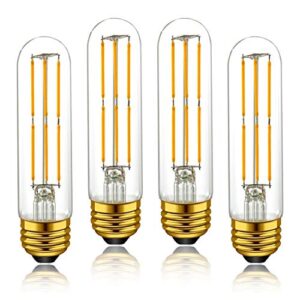 adshen-us t10 led tubular light bulbs,warm white 2700k,6w dimmable tube vintage led filament bulbs 60 watt equivalent,e26 medium base,led edison bulb for desk lamp,pendant lights,4-pack