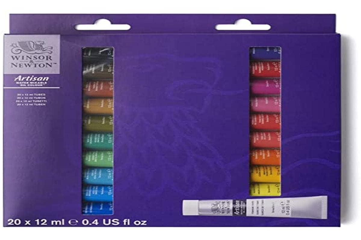 Winsor & Newton Artisan Water Mixable Oil Color Paint, 0.4-oz (12xml) Tubes, Set of 20