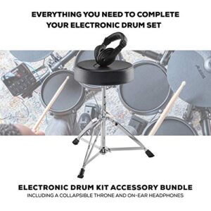 Alesis Drum Essentials Bundle – Complete Electric Drum Set Accessory Pack including A Drum Throne and On-Ear Headphones