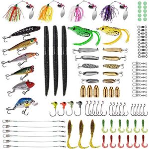 PLUSINNO Telescopic Fishing Rod and Reel Combo, 102Pcs Fishing Lures Baits Tackle