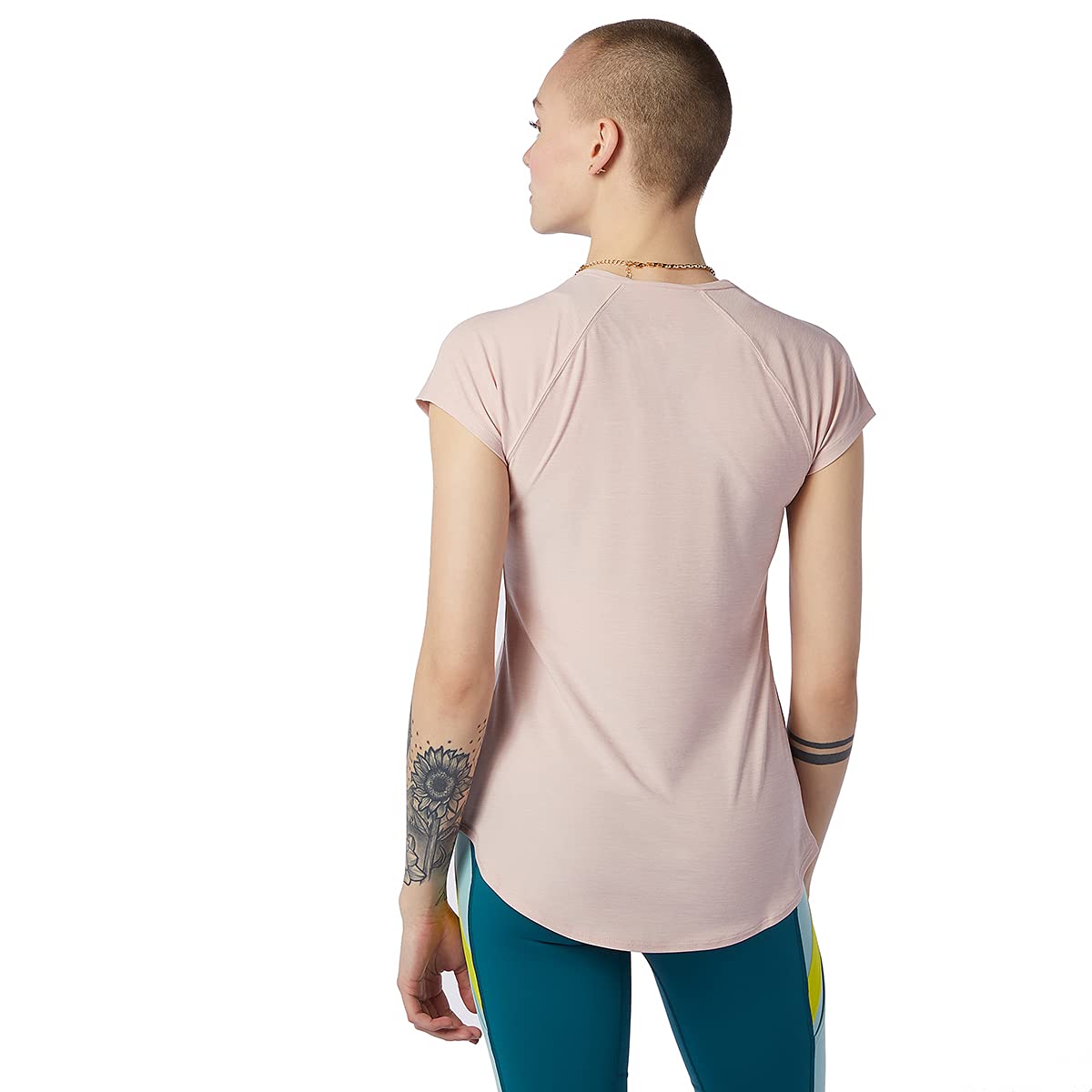 New Balance Women's Transform Perfect Short Sleeve, Oyster Pink Heather , Medium