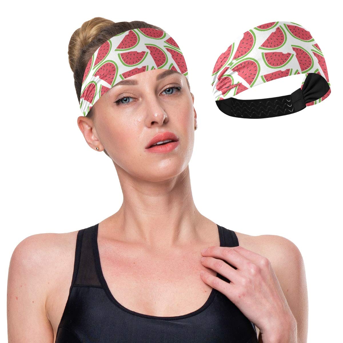 DOMIKING Sports Headband for Women - Patron Sandia Watermelon Unisex Workout Sweat Band for Men Moisture Wicking Hairband for Yoga Running Jogging