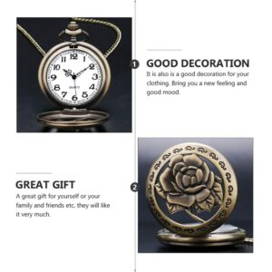 Hemobllo Vintage Pocket Watch Retro Flower Pocket Watch Hanging Watch Clothes Decoration for Men Women Adult