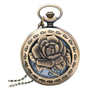 Hemobllo Vintage Pocket Watch Retro Flower Pocket Watch Hanging Watch Clothes Decoration for Men Women Adult