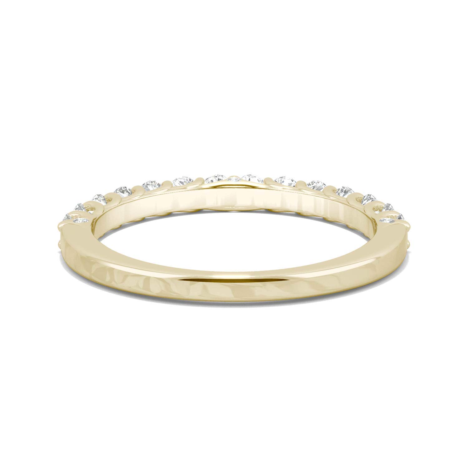 14K Yellow Gold Moissanite by Charles & Colvard 2mm Round Wedding Band-size 7 0.45cttw DEW by Charles & Colvard