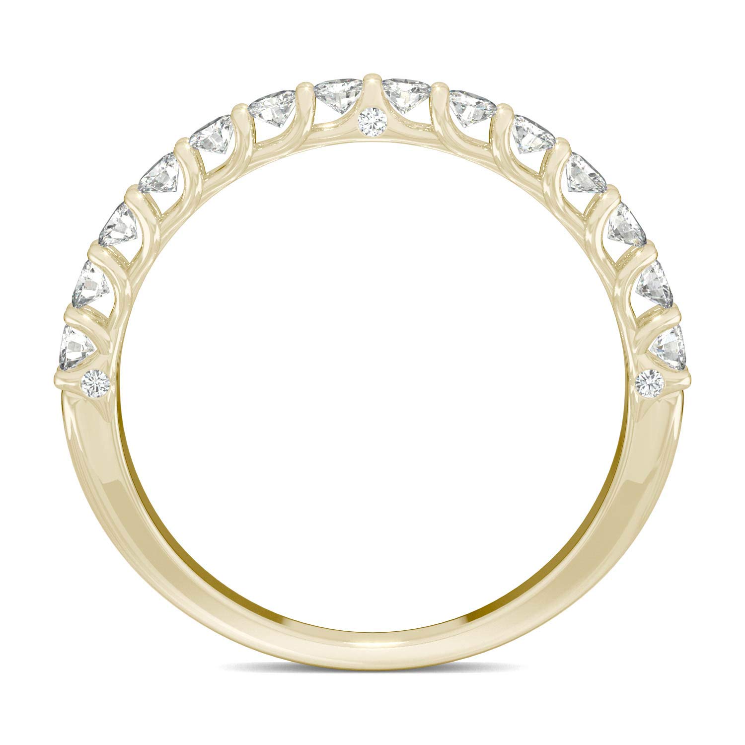 14K Yellow Gold Moissanite by Charles & Colvard 2mm Round Wedding Band-size 7 0.45cttw DEW by Charles & Colvard