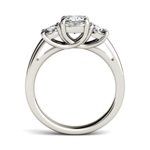 14K White Gold Moissanite by Charles & Colvard 6mm Cushion Trellis Three Stone Engagement Ring-size 8.5 1.76cttw DEW