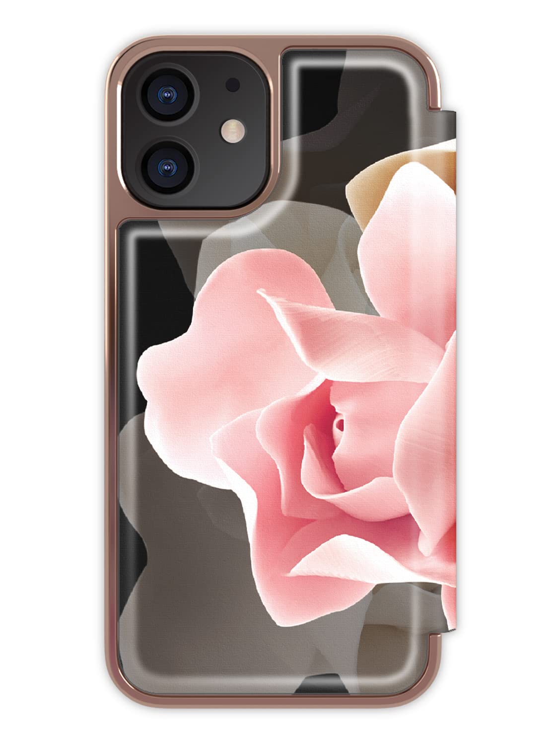 Ted Baker KNOWANE Mirror Folio Case for iPhone 12/12 Pro (6.1inch) - Porcelain Rose (Black)