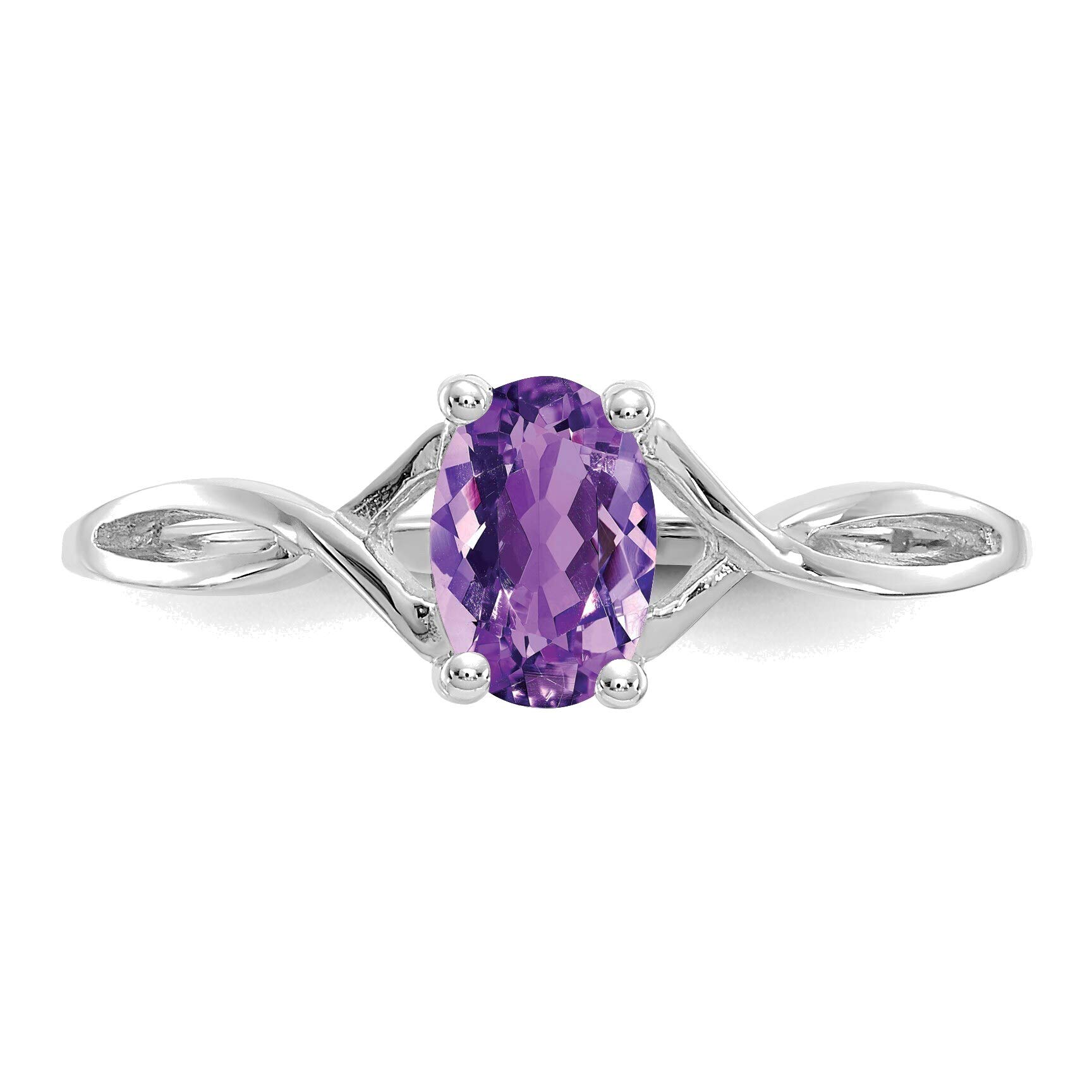 Bonyak Jewelry 14kt White Gold Amethyst Birthstone Ring in Size 7