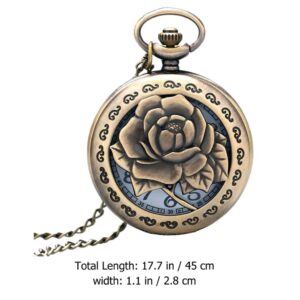 Hemobllo Vintage Pocket Watch Retro Flower Pocket Watch Hanging Watch Clothes Decoration for Men Women Adult