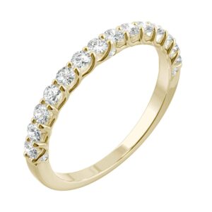 14K Yellow Gold Moissanite by Charles & Colvard 2mm Round Wedding Band-size 7 0.45cttw DEW by Charles & Colvard