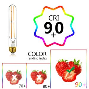 Dimmable 6W Edison Tubular Led Light Bulbs T10/T30,E26 Medium Base 4000K Daylight White Filament Lamp 60 Watt Incandescent Bulb Equivalent,7.3 Inch,Pack of 4