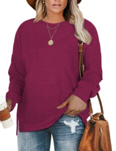 dolnine plus size sweatshirts for women fall winter shirts tunics maroon-16w