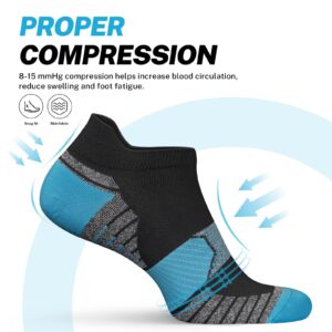 PAPLUS Compression Running Socks Women (6 Pairs), Ankle Athletic Socks Low Cut with Arch Support