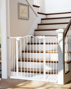 innotruth 29-39.6" baby gate for pets, auto close both sides dog gate with one-hand opening, 30" tall safety gates for stairs, hallways, bedrooms, wall pressure mount no drill, white