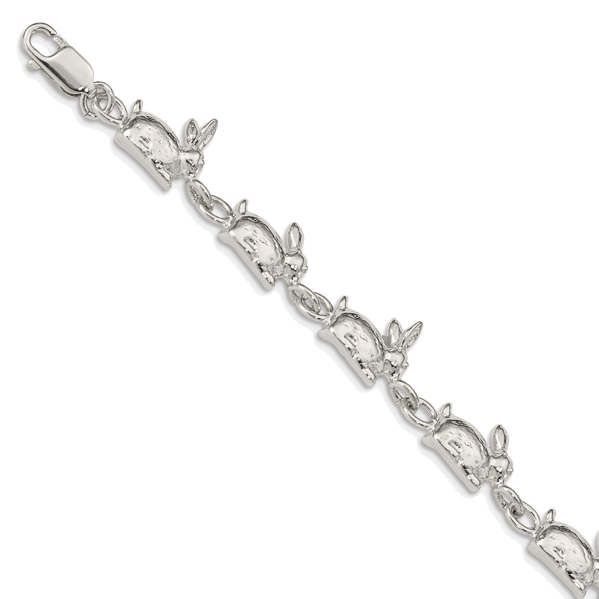 Solid Sterling Silver Rabbits Bracelet