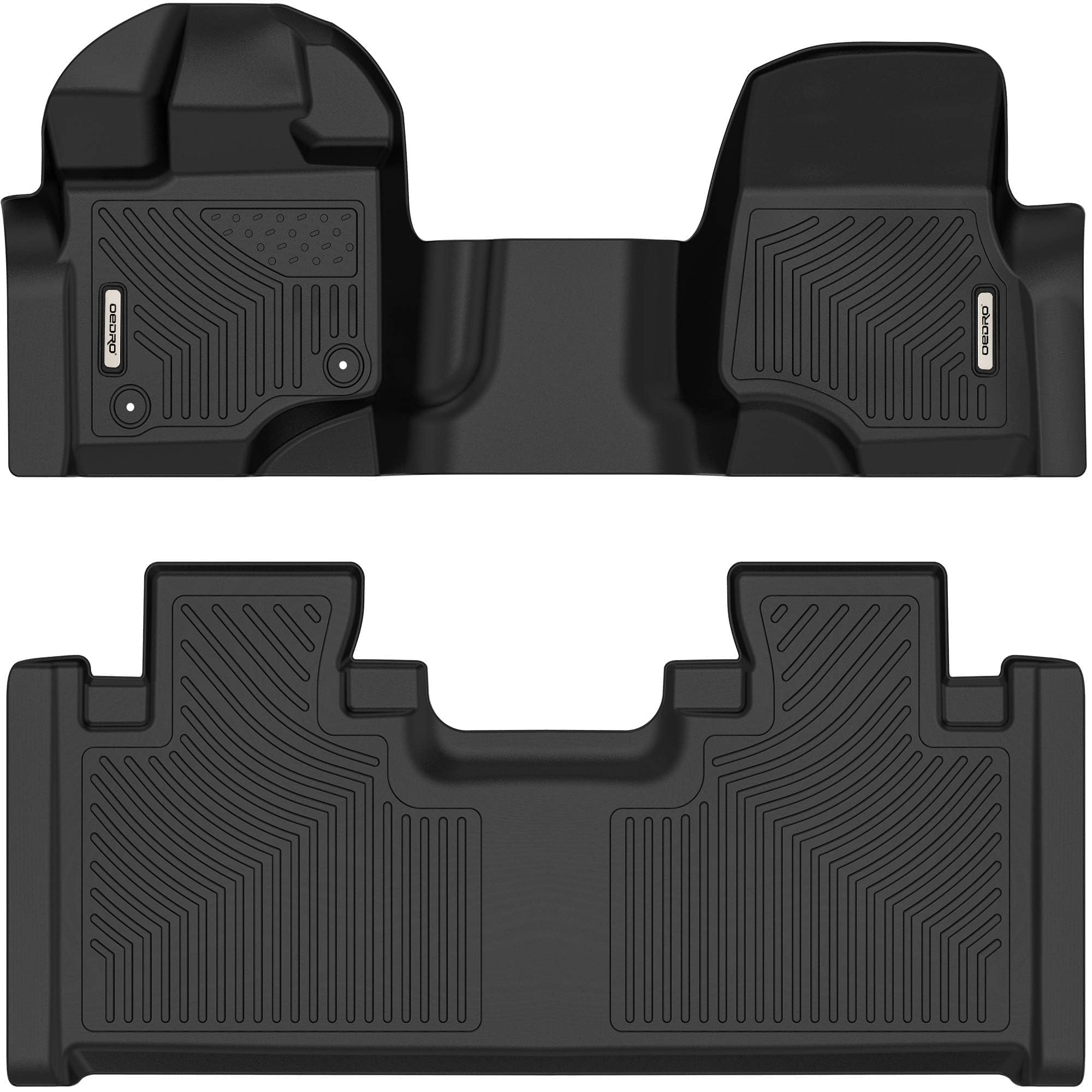 OEDRO Floor Mats Fit for 2015-2024 Ford F-150 SuperCab/Extended Cab w/ 1st Row Bench Seat, TPE All-Weather Custom Fit 2nd Row Set (Over-Hump Front & 2nd Seat), Black