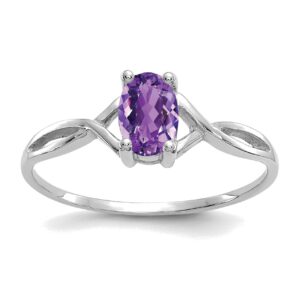 Bonyak Jewelry 14kt White Gold Amethyst Birthstone Ring in Size 7