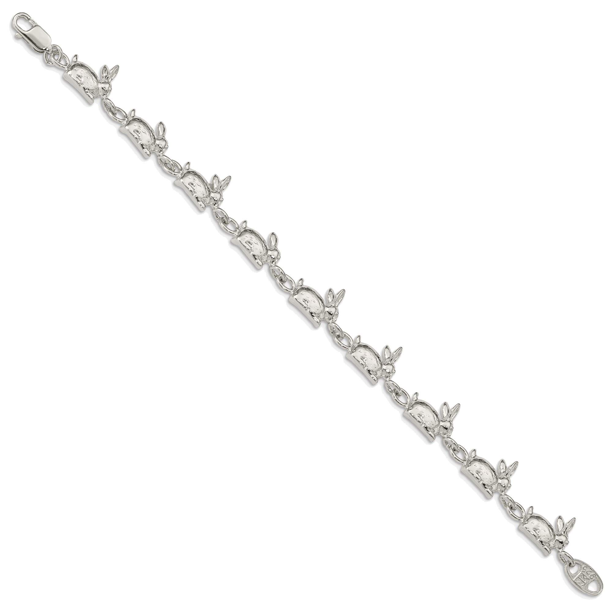 Solid Sterling Silver Rabbits Bracelet