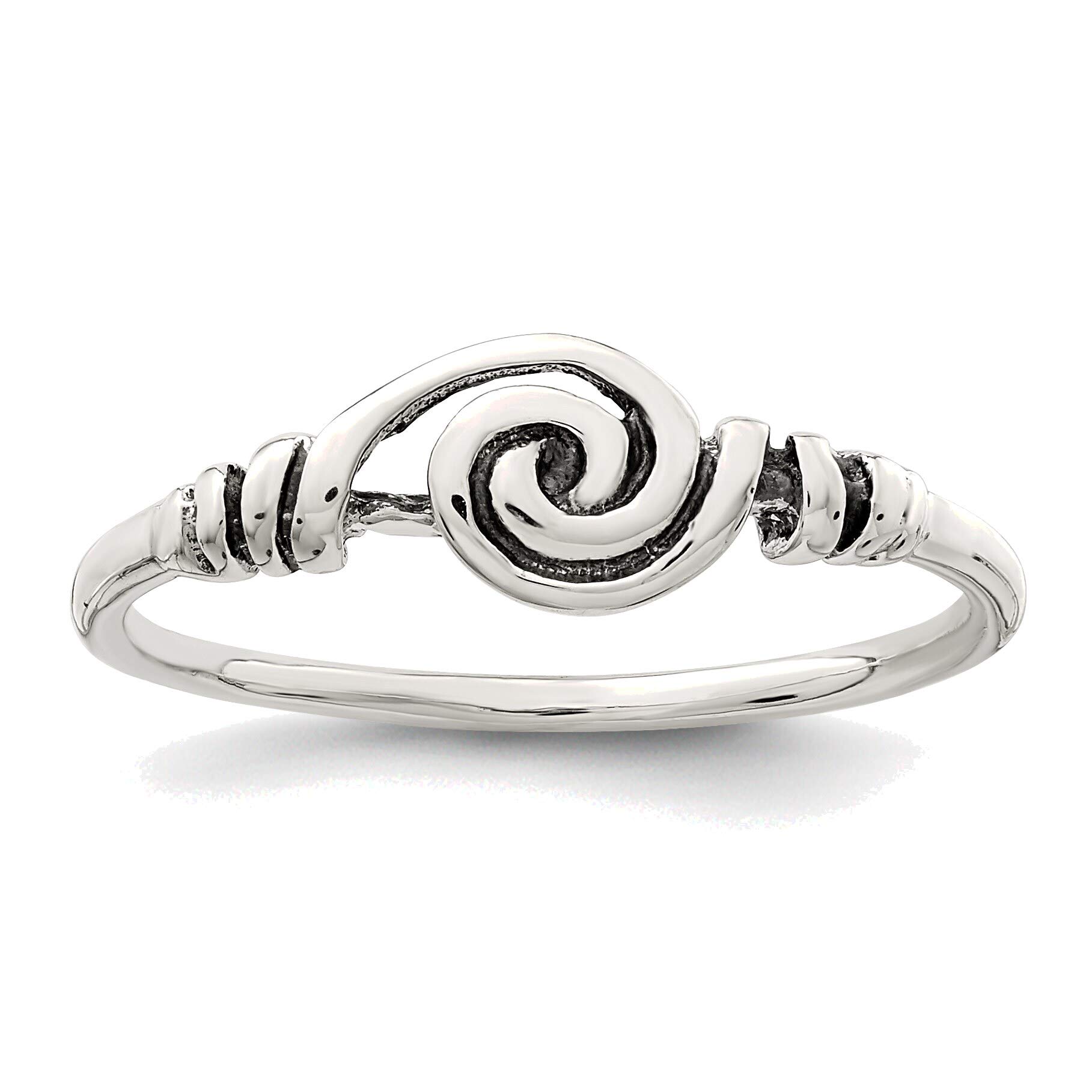 Bonyak Jewelry Solid Sterling Silver Antiqued Swirl Ring in Size 8