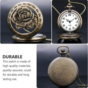 Hemobllo Vintage Pocket Watch Retro Flower Pocket Watch Hanging Watch Clothes Decoration for Men Women Adult