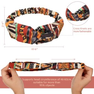 6 Pieces African Headbands Boho Print Headband Twist Knot Elastic Hair Bands Criss Cross Headband Workout Yoga Sports Hair Accessories for Women Girls