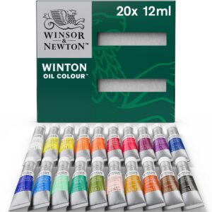 winsor & newton winton oil color paint set, 20 x 12ml (0.4-oz) tubes