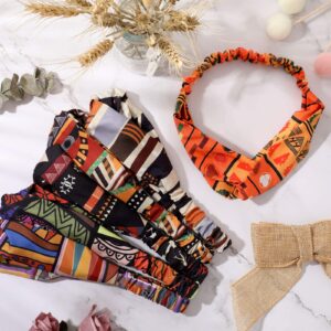 6 Pieces African Headbands Boho Print Headband Twist Knot Elastic Hair Bands Criss Cross Headband Workout Yoga Sports Hair Accessories for Women Girls