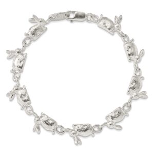 Solid Sterling Silver Rabbits Bracelet