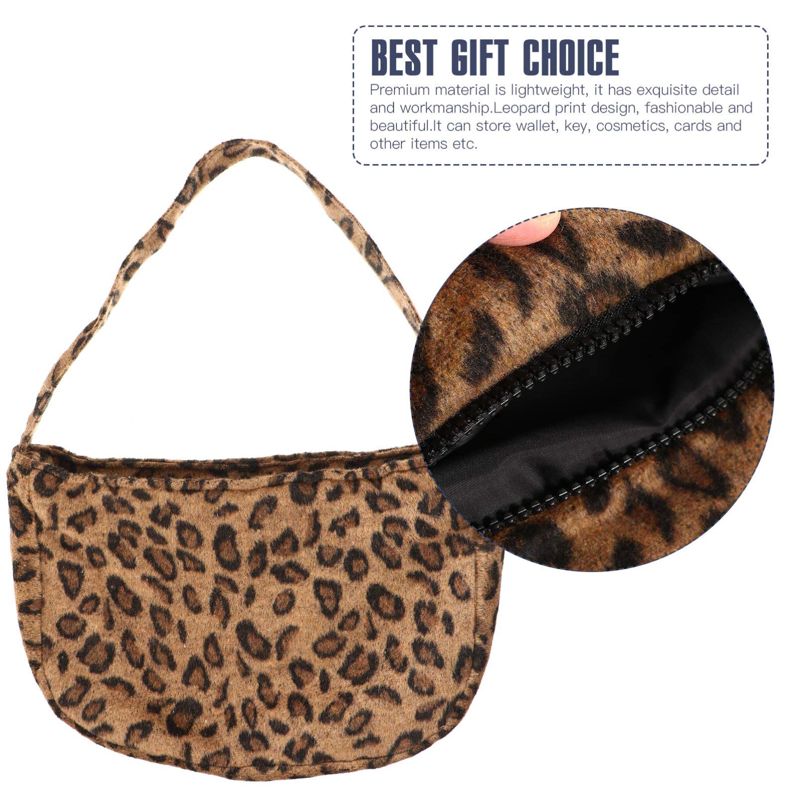 VALICLUD 1pc Leopard Underarm Bag Retro Classic Clutch Mini Plush Purse Vintage Purses for Women Leopard Faux Fur Shoulder Bag Leopard Wallets for Women Women's Artificial Lady Bags