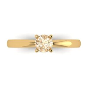 clara pucci 0.50 ct round cut solitaire natural brown morganite engagement bridal promise anniversary ring in 18k yellow gold size 6