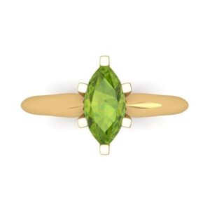 Clara Pucci 1.0 ct Marquise Cut Solitaire Natural Peridot Engagement Wedding Bridal Promise Anniversary Ring 18K Yellow Gold Size 4.5